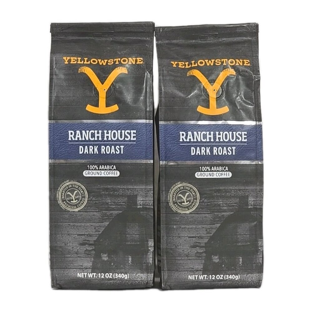 2-PACK Yellowstone Ranch House Dark Roast Ground Coffee 12 oz Each Bag